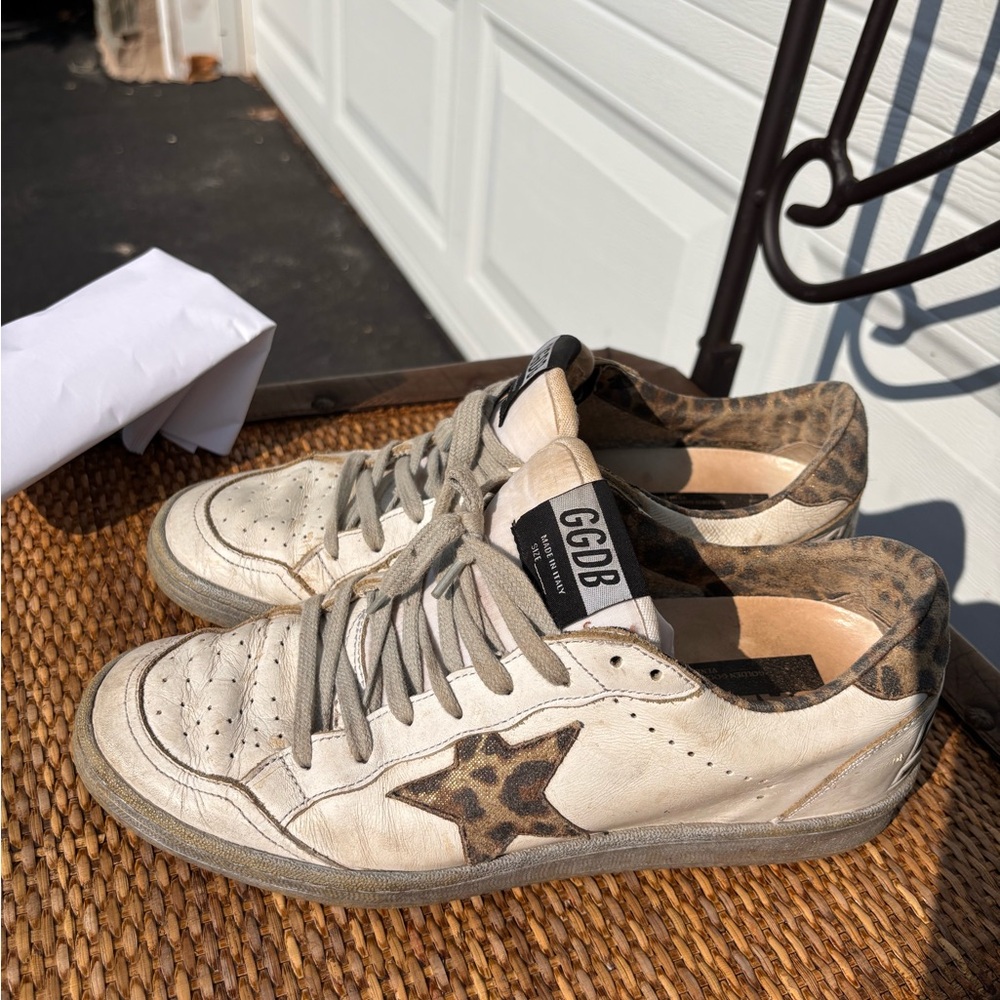Golden Goose White and Brown Vintage Sneakers